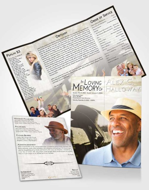 Obituary Funeral Template Gatefold Memorial Brochure Harmony Cowboy Honor