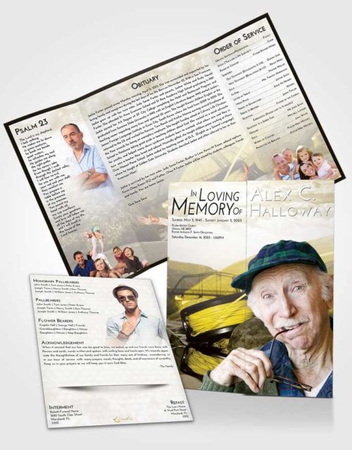 Obituary Funeral Template Gatefold Memorial Brochure Harmony Fishing Dreams