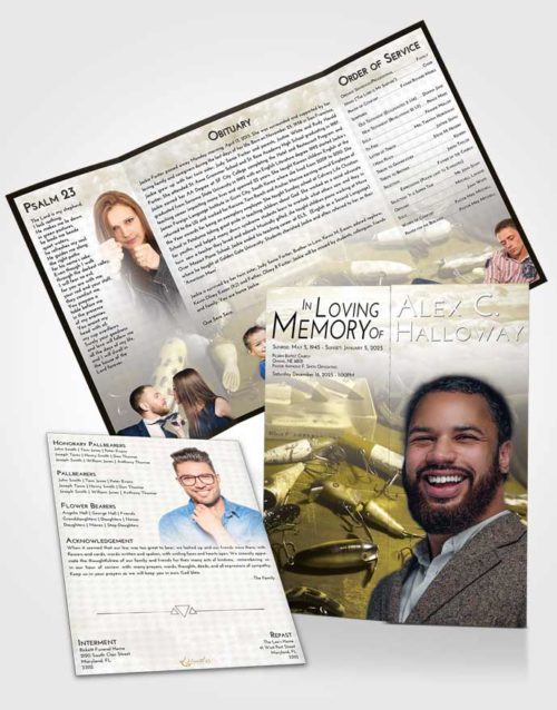 Obituary Funeral Template Gatefold Memorial Brochure Harmony Fishing Honor