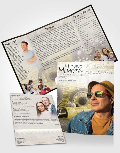 Obituary Funeral Template Gatefold Memorial Brochure Harmony Fishing Paradise