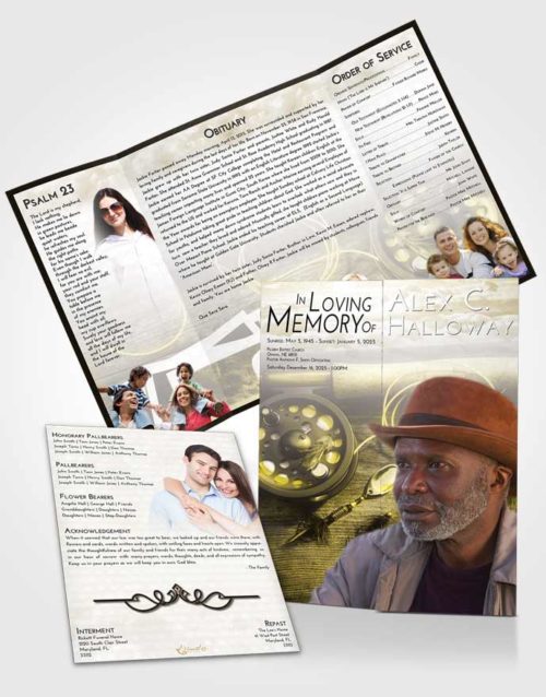 Obituary Funeral Template Gatefold Memorial Brochure Harmony Fishing Pride