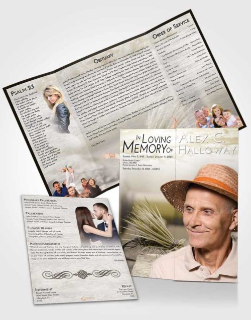 Obituary Funeral Template Gatefold Memorial Brochure Harmony Fishing Serenity