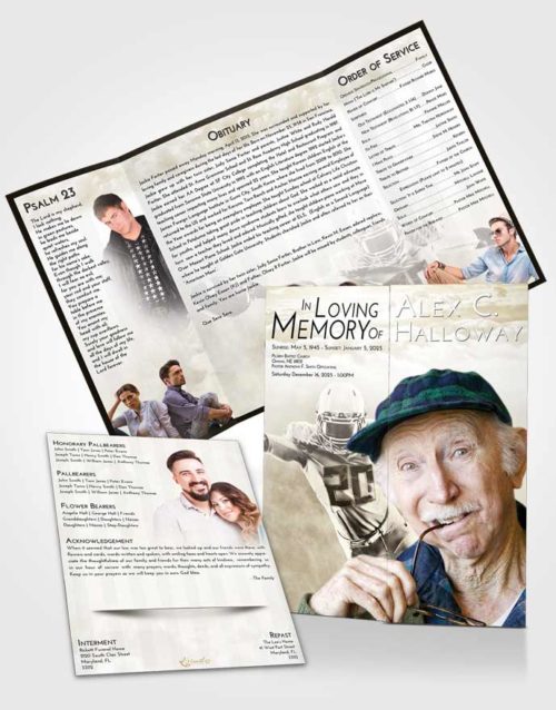 Obituary Funeral Template Gatefold Memorial Brochure Harmony Football Honor