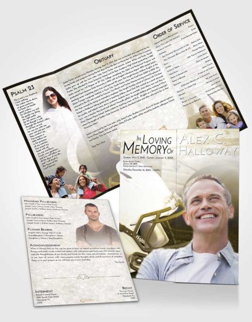 Obituary Funeral Template Gatefold Memorial Brochure Harmony Football Party
