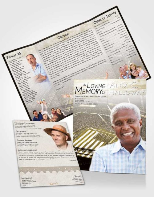 Obituary Funeral Template Gatefold Memorial Brochure Harmony Football Stadium