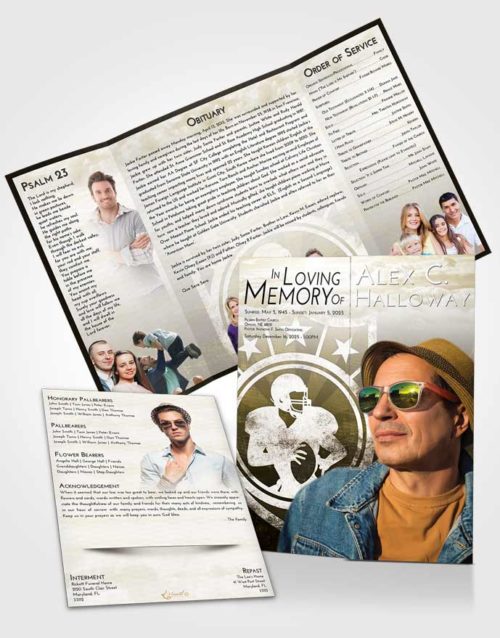 Obituary Funeral Template Gatefold Memorial Brochure Harmony Football Surprise