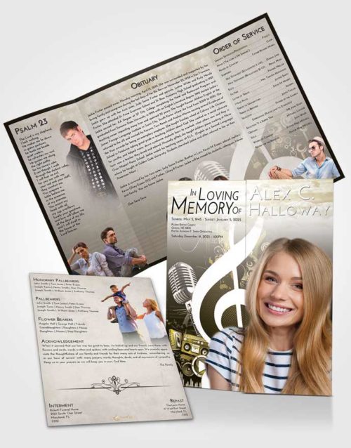 Obituary Funeral Template Gatefold Memorial Brochure Harmony G Clef