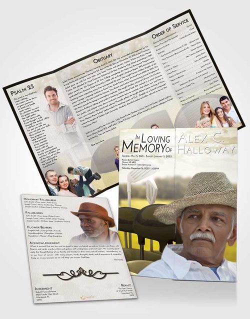 Obituary Funeral Template Gatefold Memorial Brochure Harmony Golf Fairway