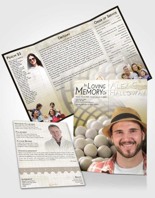 Obituary Funeral Template Gatefold Memorial Brochure Harmony Golf Tranquility