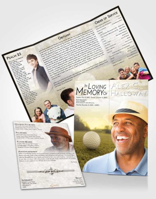 Obituary Funeral Template Gatefold Memorial Brochure Harmony Golfing Honor