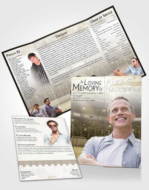 Obituary Funeral Template Gatefold Memorial Brochure Harmony Hockey Love