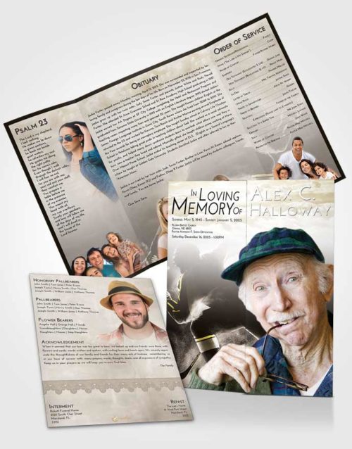 Obituary Funeral Template Gatefold Memorial Brochure Harmony Hockey Paradise