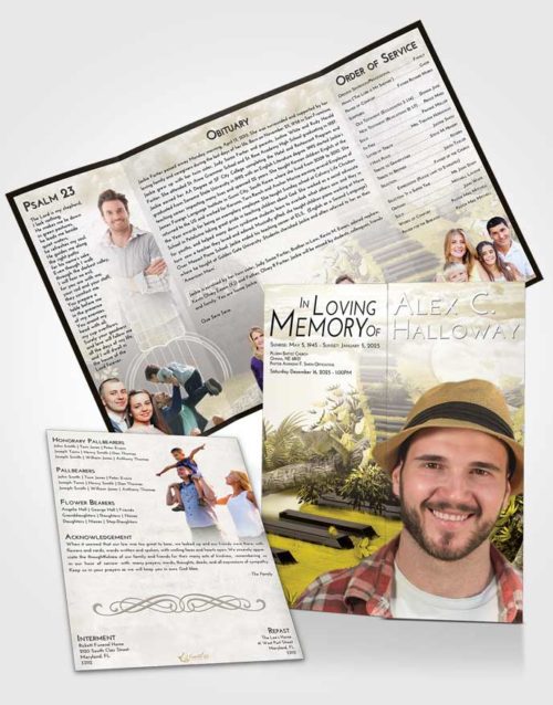 Obituary Funeral Template Gatefold Memorial Brochure Harmony Jungle Music