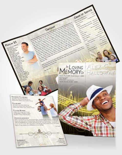Obituary Funeral Template Gatefold Memorial Brochure Harmony Music Peace