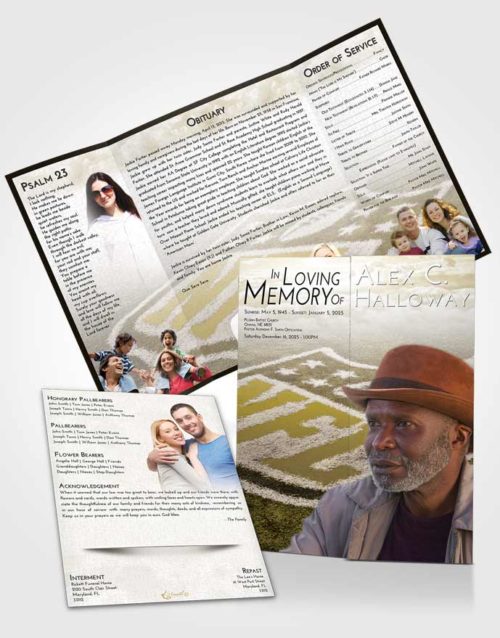 Obituary Funeral Template Gatefold Memorial Brochure Harmony NFL Football