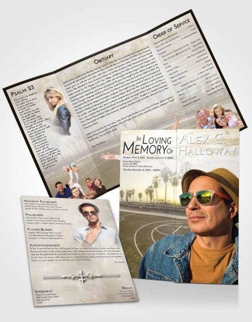 Obituary Funeral Template Gatefold Memorial Brochure Harmony On the Court