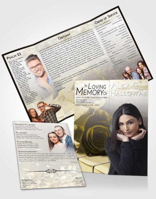 Obituary Funeral Template Gatefold Memorial Brochure Harmony Piano Rose