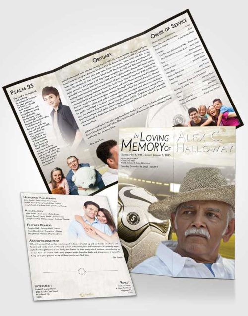 Obituary Funeral Template Gatefold Memorial Brochure Harmony Soccer Life