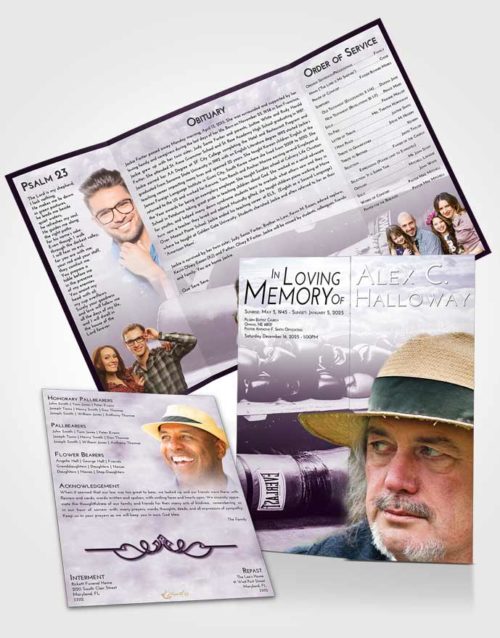 Obituary Funeral Template Gatefold Memorial Brochure Lavender Sunrise Boxing Life