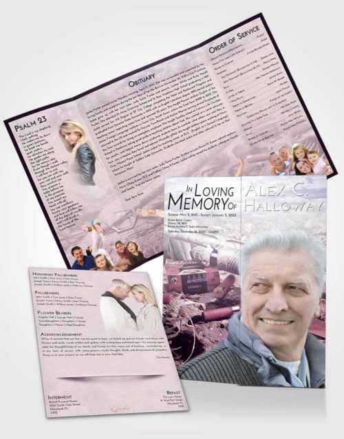 Obituary Funeral Template Gatefold Memorial Brochure Lavender Sunrise Hunters Life
