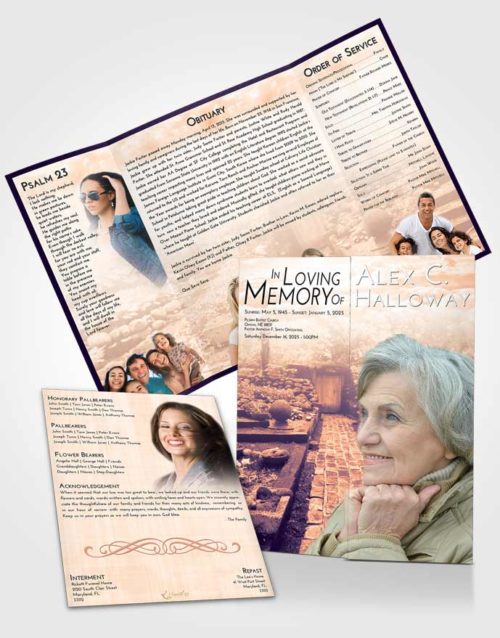 Obituary Funeral Template Gatefold Memorial Brochure Lavender Sunset Gardening Desire