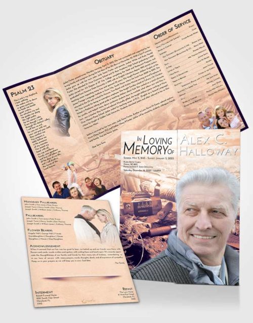 Obituary Funeral Template Gatefold Memorial Brochure Lavender Sunset Hunters Life