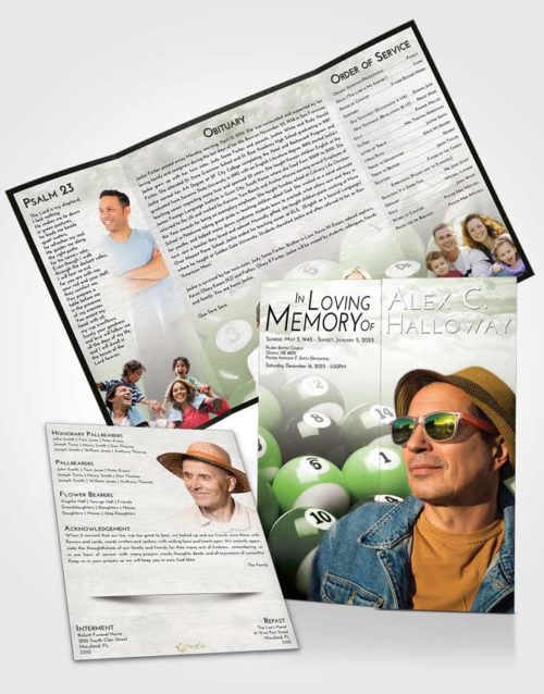 Obituary Funeral Template Gatefold Memorial Brochure Loving Billiards Serenity