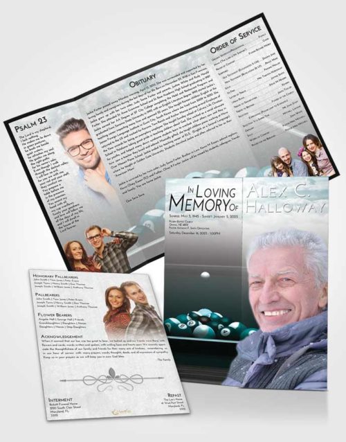 Obituary Funeral Template Gatefold Memorial Brochure Loving Embrace Billiards Pride