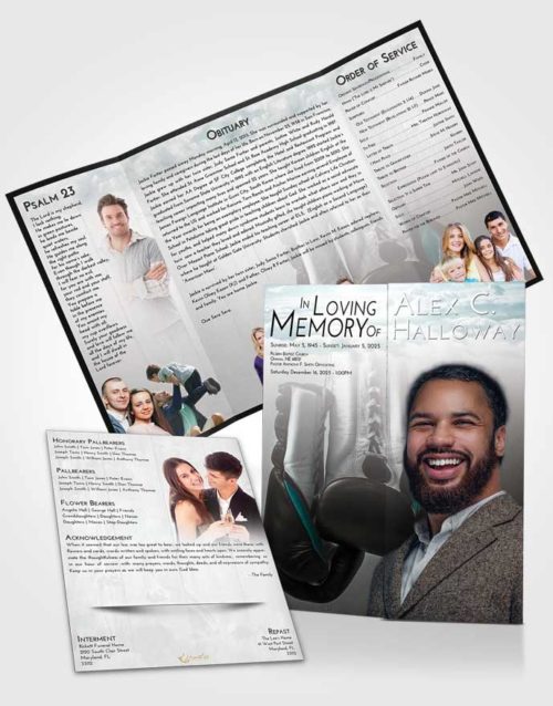 Obituary Funeral Template Gatefold Memorial Brochure Loving Embrace Boxing Day