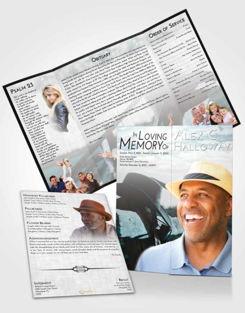 Obituary Funeral Template Gatefold Memorial Brochure Loving Embrace Cowboy Honor