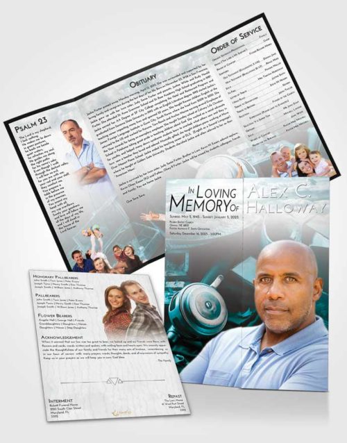 Obituary Funeral Template Gatefold Memorial Brochure Loving Embrace Fishing Tackle