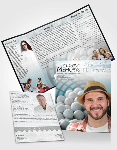 Obituary Funeral Template Gatefold Memorial Brochure Loving Embrace Golf Tranquility