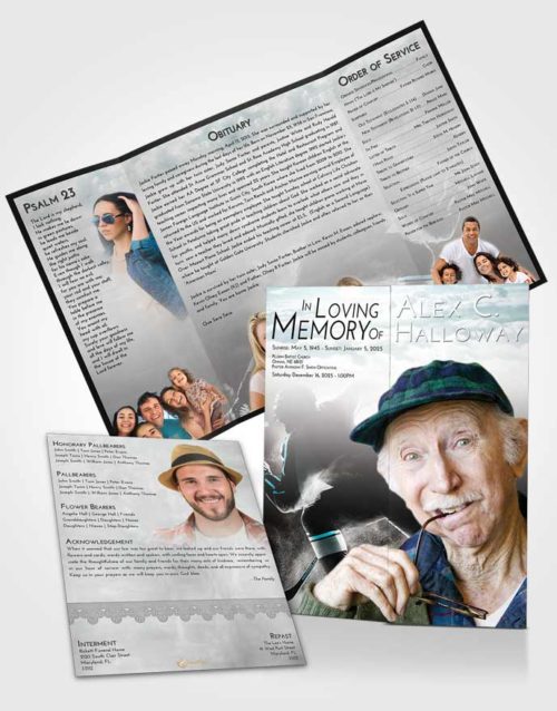 Obituary Funeral Template Gatefold Memorial Brochure Loving Embrace Hockey Paradise