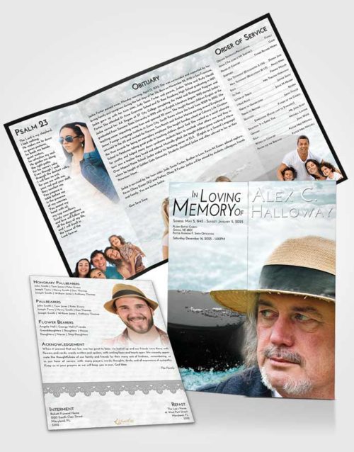 Obituary Funeral Template Gatefold Memorial Brochure Loving Embrace Puck of Honor