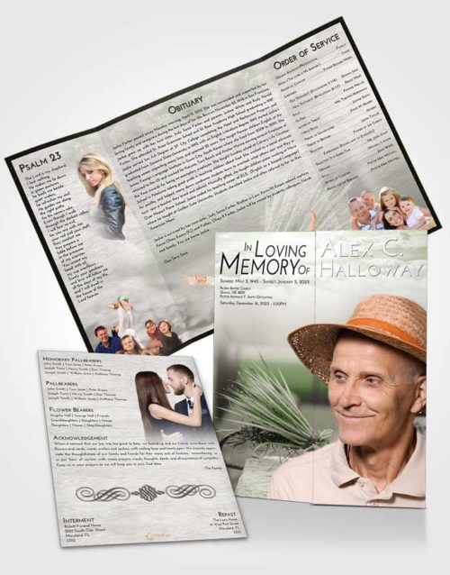 Obituary Funeral Template Gatefold Memorial Brochure Loving Fishing Serenity