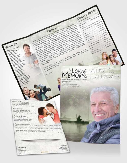 Obituary Funeral Template Gatefold Memorial Brochure Loving Fishing Tranquility