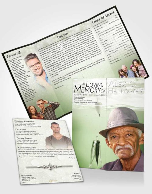 Obituary Funeral Template Gatefold Memorial Brochure Loving Fishing in the Sea