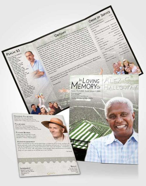 Obituary Funeral Template Gatefold Memorial Brochure Loving Football Stadium