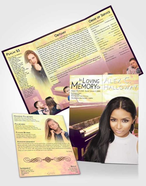 Obituary Funeral Template Gatefold Memorial Brochure Loving Mix Grand Piano