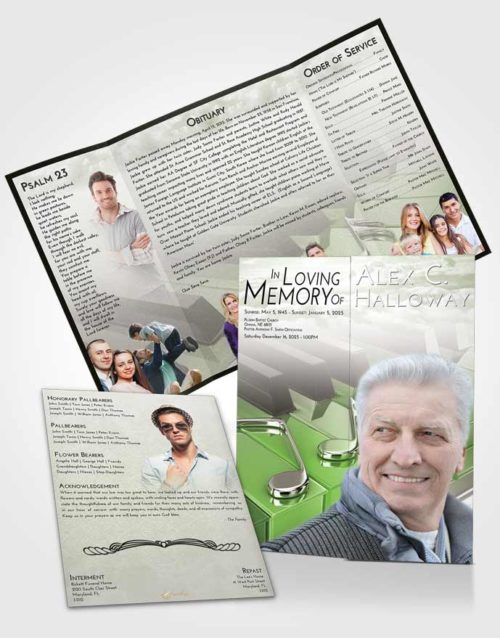 Obituary Funeral Template Gatefold Memorial Brochure Loving Piano Keys