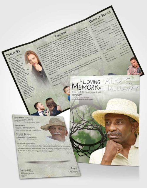 Obituary Funeral Template Gatefold Memorial Brochure Loving Sky Ball