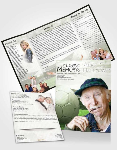 Obituary Funeral Template Gatefold Memorial Brochure Misty Soccer Love