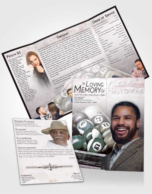 Obituary Funeral Template Gatefold Memorial Brochure Morning Billiards Love