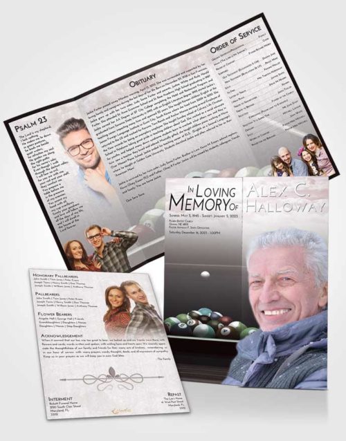 Obituary Funeral Template Gatefold Memorial Brochure Morning Billiards Pride