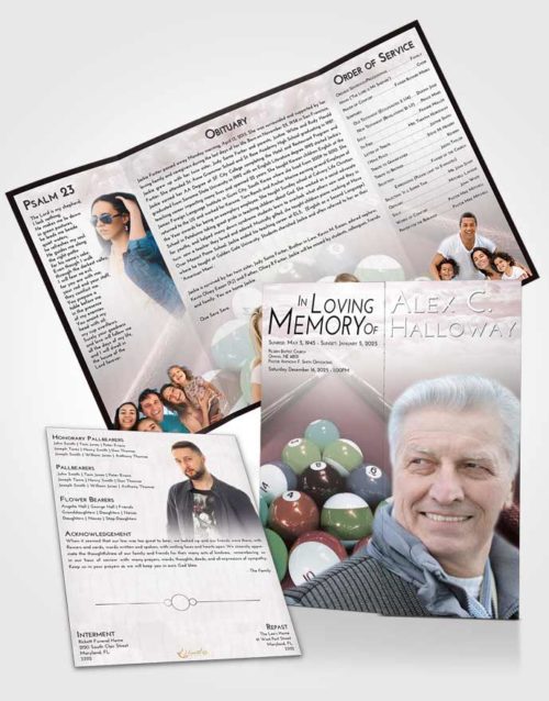 Obituary Funeral Template Gatefold Memorial Brochure Morning Billiards Rack