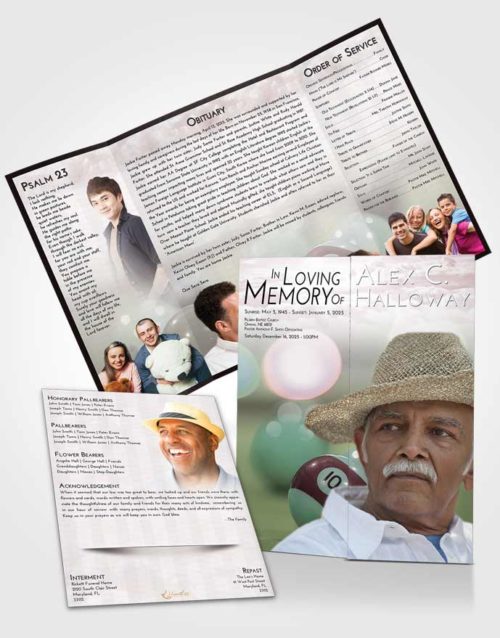 Obituary Funeral Template Gatefold Memorial Brochure Morning Billiards Tranquility