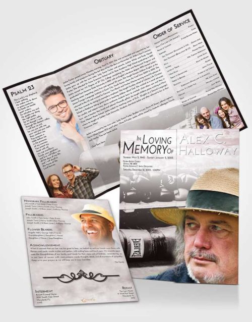 Obituary Funeral Template Gatefold Memorial Brochure Morning Boxing Life