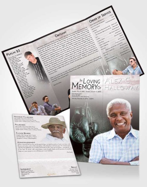 Obituary Funeral Template Gatefold Memorial Brochure Morning Boxing Serenity
