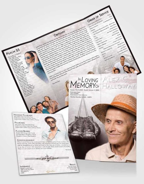 Obituary Funeral Template Gatefold Memorial Brochure Morning Boxing Victory