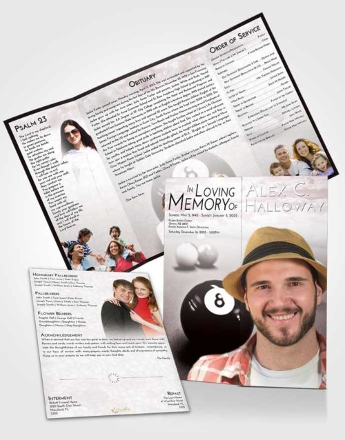 Obituary Funeral Template Gatefold Memorial Brochure Morning Eight Ball